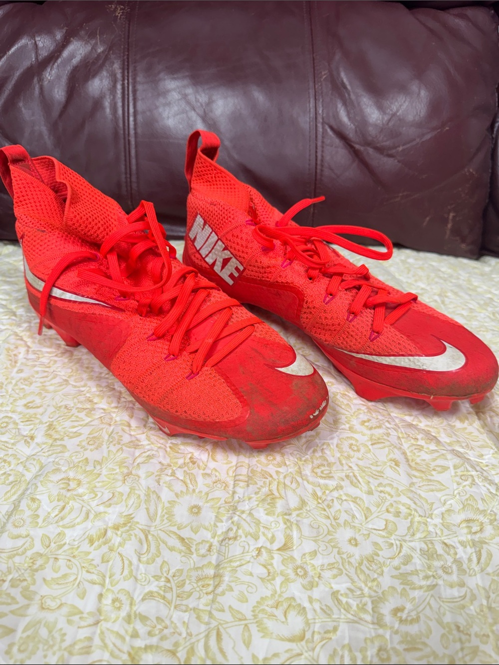 Nike Bright Red  Cleats with White Swoosh